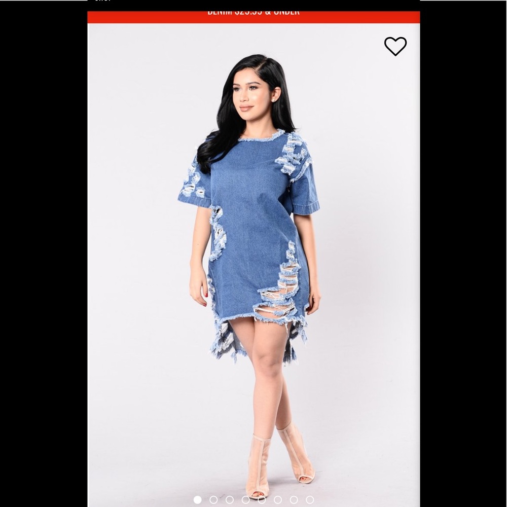 Distressed denim dress